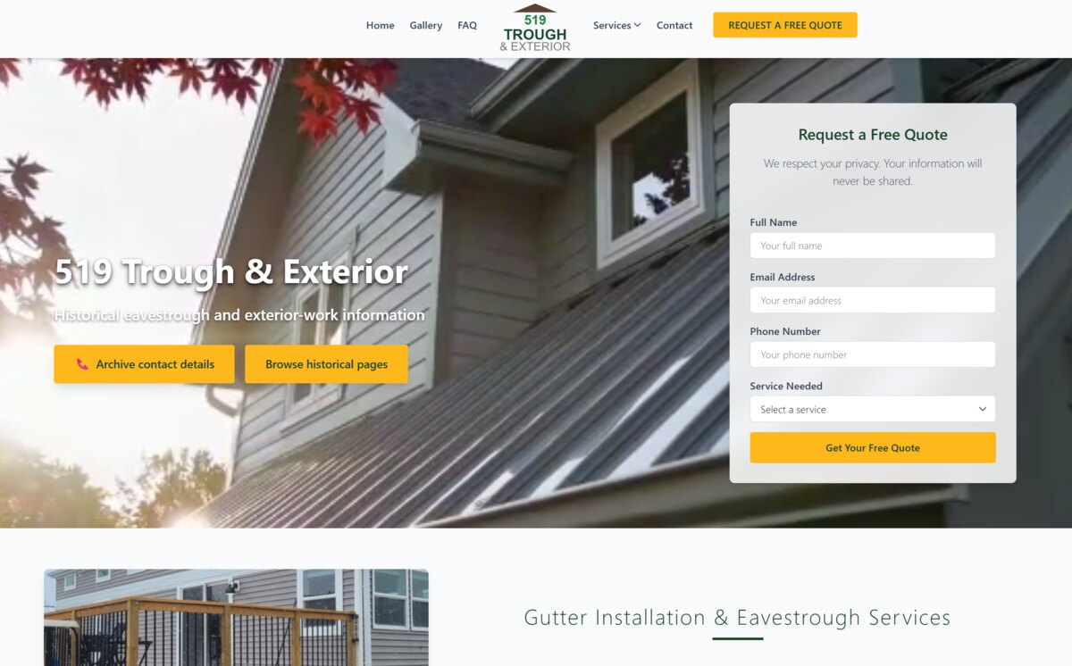 Screenshot of 519 Trough and Exterior website